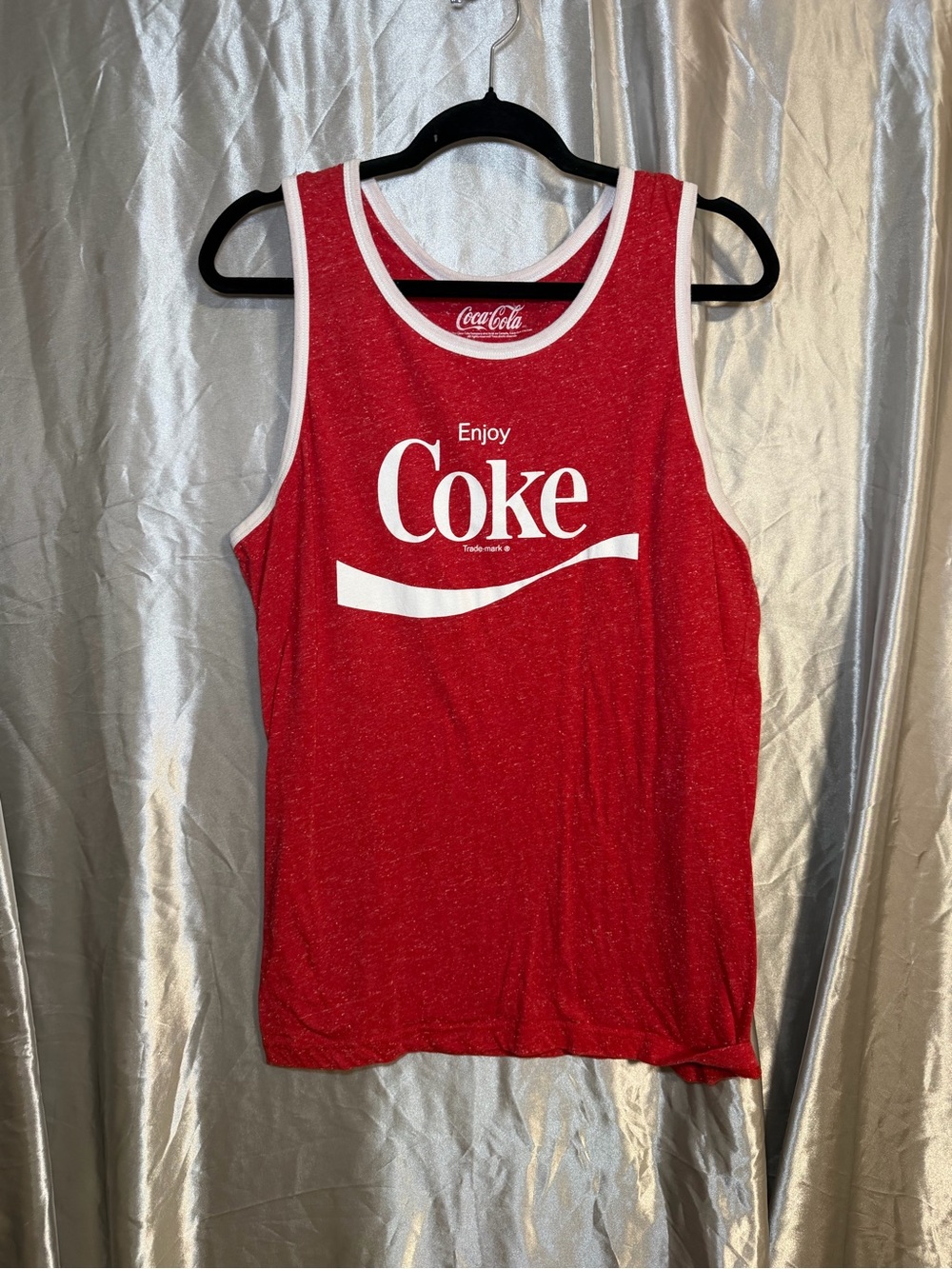 Coca Cola Enjoy Coke Red Ringer Tank Top Retro Sleeveless Top Size Large